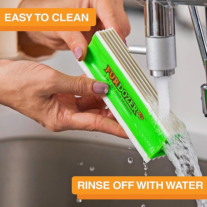 FurDozer X3 PRO Pet Hair Remover & Auto Detailing Tool - Cat & Dog Hair Remover for Carpets, Car Interiors, Couches, Bedding, & Pet Furniture - Reusable Pet Hair Removal Tool for Dog Fur & Lint, 5"-PurrikoPets