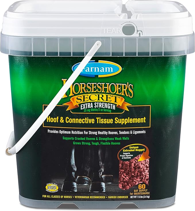 Farnam Horseshoer's Secret Extra Strength Hoof Supplements & Connective Tissue Supplement, Promotes Strong, Healthy Hooves, Tendon & ligaments, 7.5 lbs, 60 Day Supply-PurrikoPets