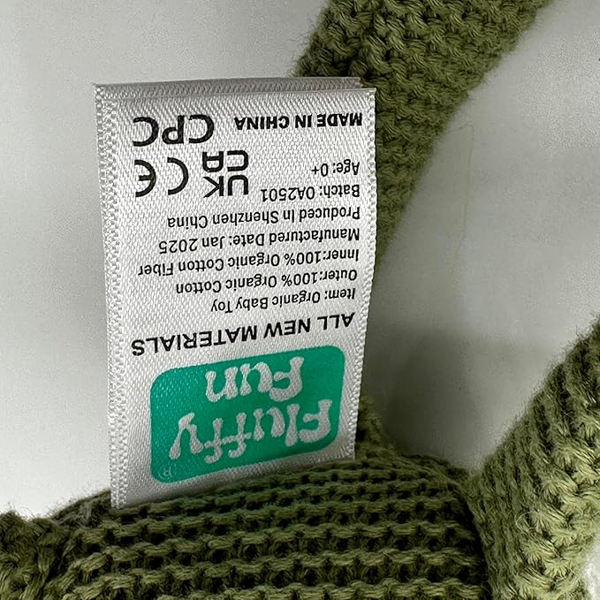 100% Organic Cotton Baby Stuffed Animals | 7.1" Green Dinosaur Plush for Newborn-PurrikoPets