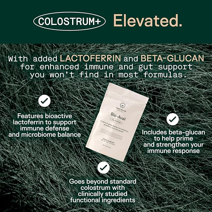 Adapt Naturals Colostrum Supplement with Lactoferrin & Beta-Glucan, Bio-Avail Grass Fed Bovine Colostrum Powder for Gut Health, Immune Support & Vitality | Non-GMO, 2500mg, Unflavored - 60 Days Supply-PurrikoPets