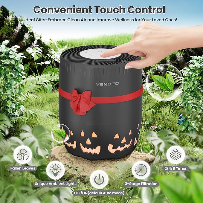 Air Purifiers for Home Bedroom up to 1076ft², True HEPA Air Filters Dust Pets Smoke Hair, 3 Fan Speeds Quiet, Timer Settings, Rechargeable Air Cleaner Office, Bedroom, Pets, Car(Black)-PurrikoPets