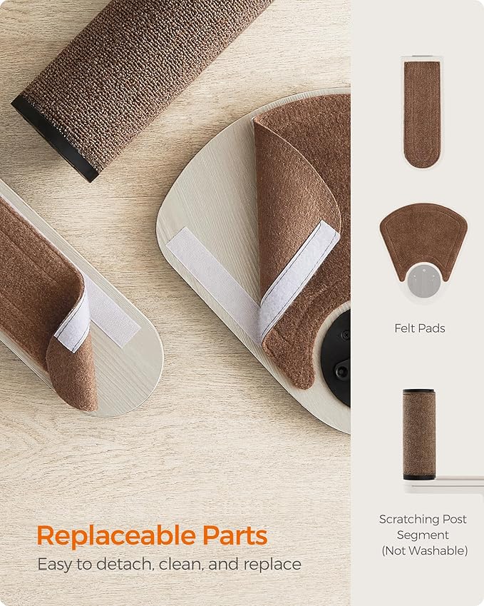 Feandrea Clickat Collection - No.006 Cat Tree Scratching Post, 39.7-Inch Tall Thicker Wall Mounted Cat Scratcher Posts, 2 Cats Perch Platform, Easy Assembly, Suit for Multi Cats Climb Play Nap Scratch-PurrikoPets