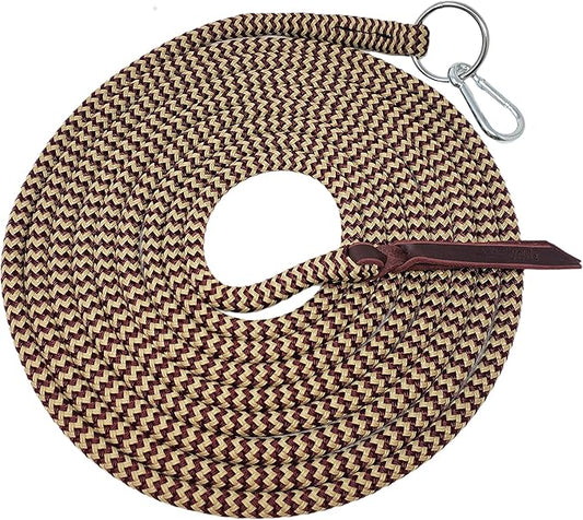 22' Long Line with SS O Ring and Carabiner (Burgundy Beige)-PurrikoPets