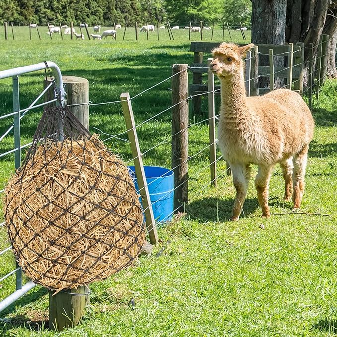 Fabbay 4 Pcs Slow Feed Hay Net Feeder Hay Bag for Horses Slow Feeder 40 Inch Length with 2 Inch Holes Hanging Horse Feed Net for Goat Cattle Equine Stalls Barn Supplies(Black)-PurrikoPets
