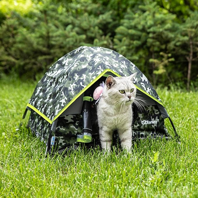 GDanes Camouflage Cat Tent, Portable Pet Cat House with Soft Pad, Cat Cave, Dog House for Small Medium Dogs and Rabbits-PurrikoPets