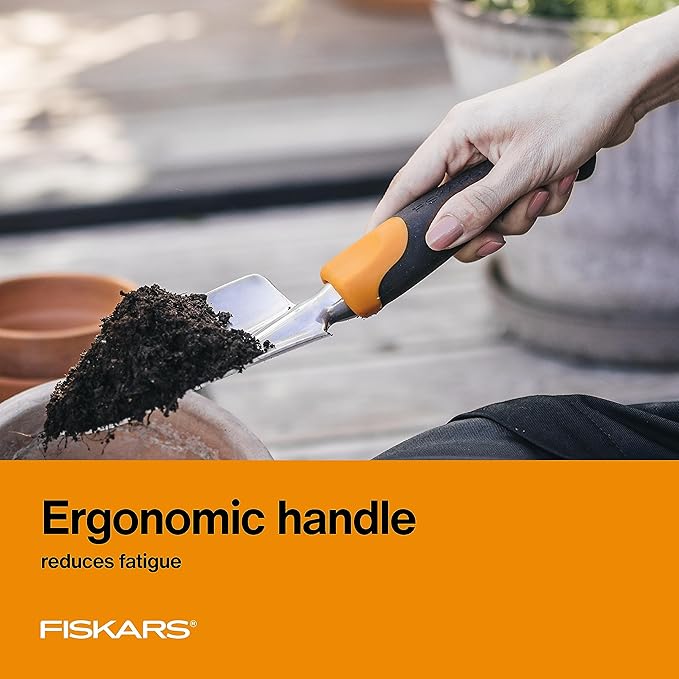 Fiskars Ergo Garden Trowel for Digging and Planting, Heavy Duty Gardening Hand Tool with Hanging Hole-PurrikoPets
