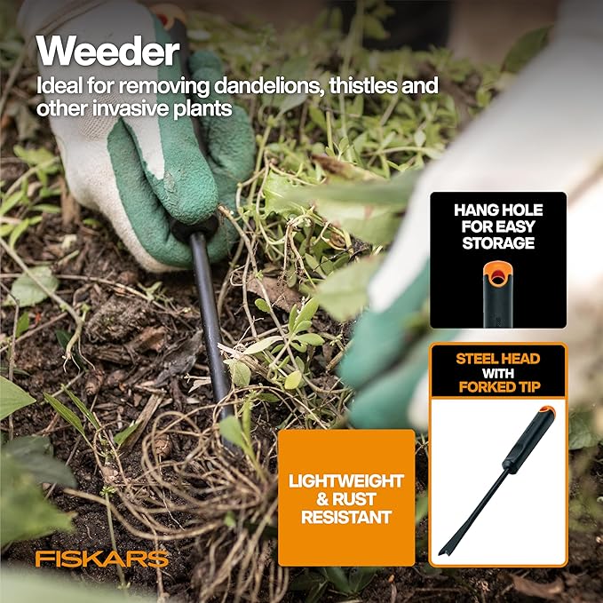 Fiskars Vegetable Garden Tool Set with Vegetable Shears, Seed Sower, Trowel, Cultivator, Weeder, and L/XL Garden Gloves for Indoor or Outdoor Gardening (6 Piece Kit), Gardening Gifts for Women-PurrikoPets