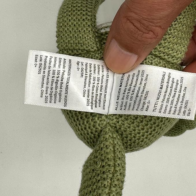 100% Organic Cotton Baby Stuffed Animals | 7.1" Green Dinosaur Plush for Newborn-PurrikoPets