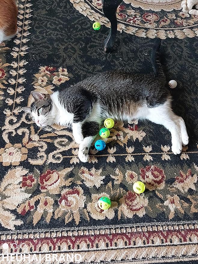 10-Pack Cat Toy Balls with Bells for Kittens and Cats (1.5'' - 2.2'', Cat Toys Mega Set)-PurrikoPets