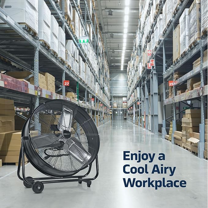 24 Inch High-Velocity Industrial Metal Drum Fan 8,800 CFM, 3-Speed Heavy Duty Floor Fan, 360-Degree Tilt for Commercial, Warehouse, Workshops, Garage, Factory, and Basement with Extreme Power-PurrikoPets