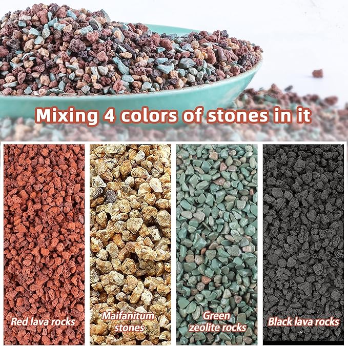 18lb Mix Horticultural Lava Rock Pebbles Pumice Potting Soil Amendment Succulent Cactus Bonsai Gritty Rock Decorative Gravel Plant Drainage Volcanic Rock for Aquarium Fairy Gardening Top Dressing-PurrikoPets