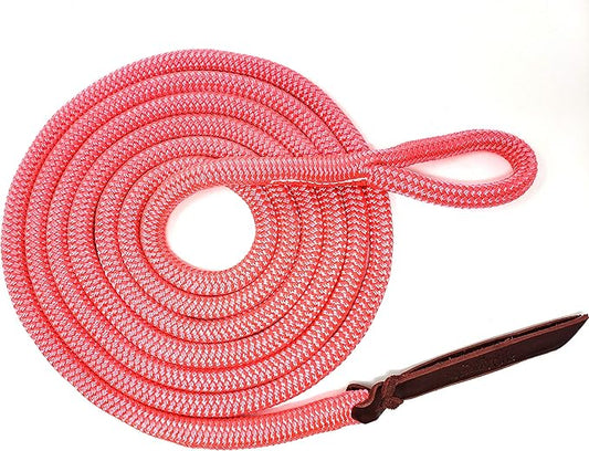 Double Braid Lead Rope with Eye Splice Loop, 12-14FT Lengths (Pink, 12 ft.)-PurrikoPets