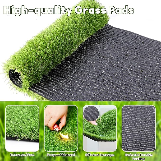 Dog Grass Pad with Tray: 3 Pack Grass Pee Pads for Dogs Potty for Puppy Training, Artificial Turf for Dogs with Collection Tray for Indoor /Outdoor /Patio /Balcony, 22"x18" Green-PurrikoPets