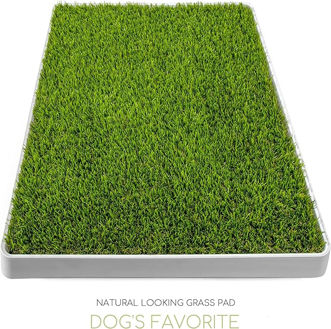 Dog Grass Pad with Tray, Dog Litter Box, Porch Potty for Puppy Pee Training, Indoor Portable Fake Grass Pee Pad System, Artificial Grass + Pee Pad Holder-PurrikoPets