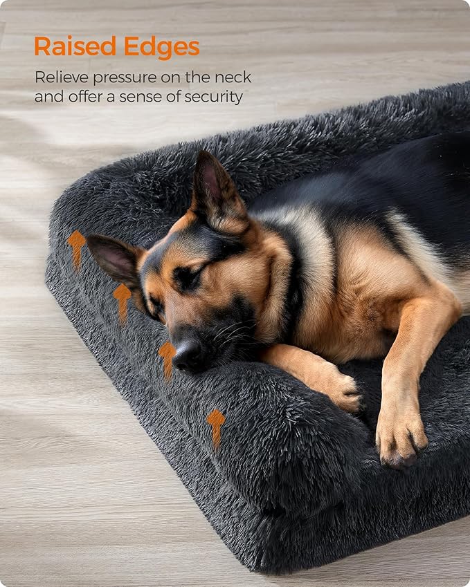 Feandrea Dog Bed, Orthopaedic Dog Sofa Bed for Large Dogs, Waterproof Ped Bed with Removable Washable Cover, 48 x 33.5 x 9.5 Inches, Dark Gray UPGW234G02-PurrikoPets
