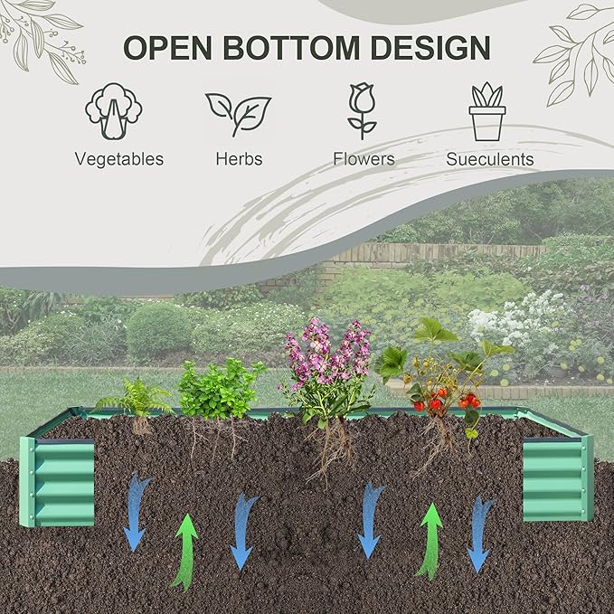 Domi Galvanized Raised Garden Bed, 6x3x1Ft Thickening Metal Planter Box for Vegetables Bottomless for Backyard Outdoor, 1" Deep w/ 128 Gallon Capacity - Green-PurrikoPets
