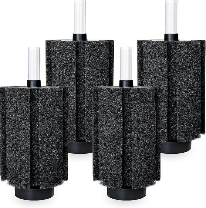 125-150 Gal Extra Large Aquarium Sponge Filter with Air Stone and Ceramic Media, 4 Pack Quiet Fish Tank Sponge Filter for Breeding Fry Betta Shrimp Fish Tank-PurrikoPets