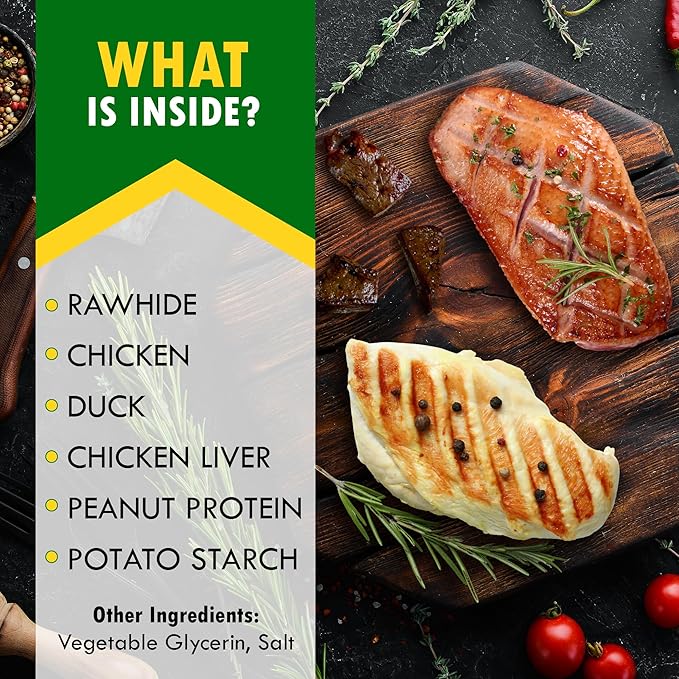 Dog Treats Rawhide Sticks Wrapped with Chicken 11 oz Pet Natural Chew Treats - Grain Free Meat & Human Grade Dried Snacks - Best for Small & Large Dogs (10.6 Ounce (Pack of 1), Triple Sticks)-PurrikoPets