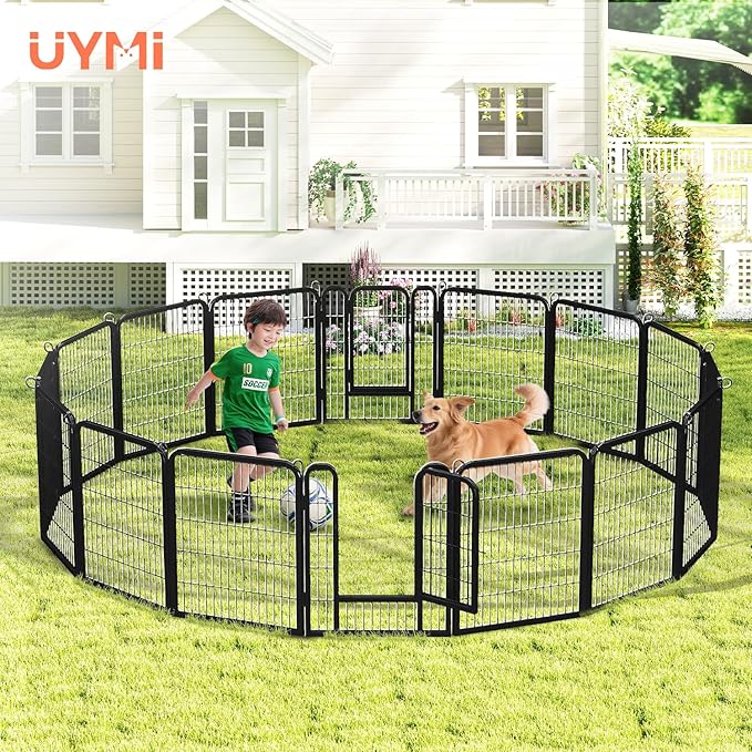 32 Inch Dog Playpen - 16 Panels Metal Pet Exercise Pen for Small-Medium Dogs, Indoor/Outdoor Dog Fence for Yard, Garden, Camping & RV Travel-PurrikoPets