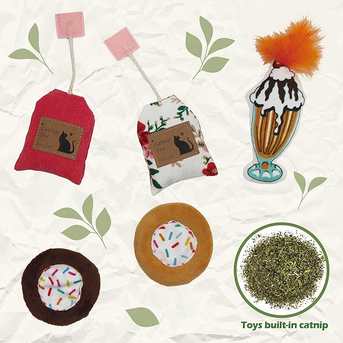 8 Assortments Sweets Value Pack, Natural Interactive Catnip Cat Toys, Toy with Crinkle and Feather, Accessories for Indoor Cat, Kitten Toys-PurrikoPets