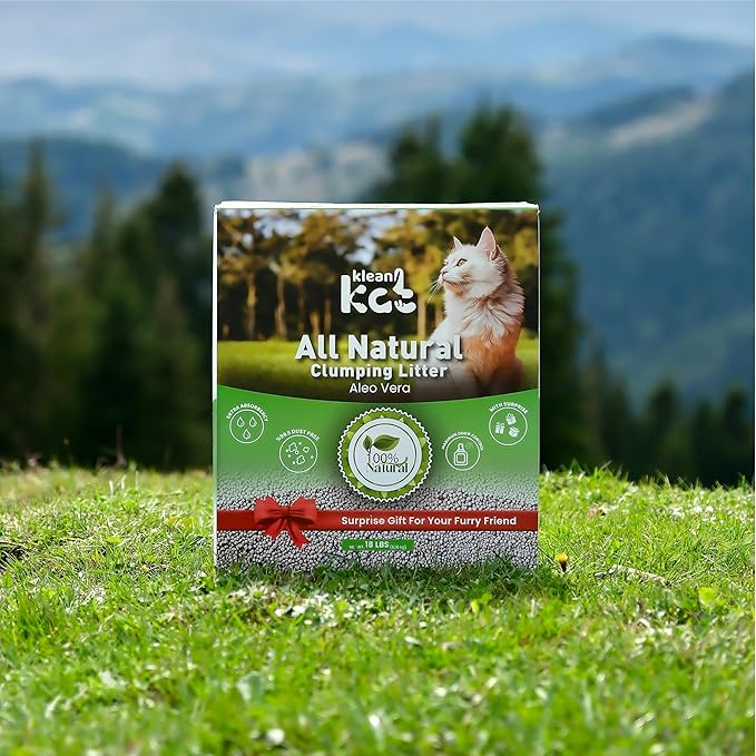 All Natural Clumping Cat Litter – Multiple Scents – Low Dust, Odor Control – (Aloe Vera) 18 lb - Surprise Toy Inside-PurrikoPets