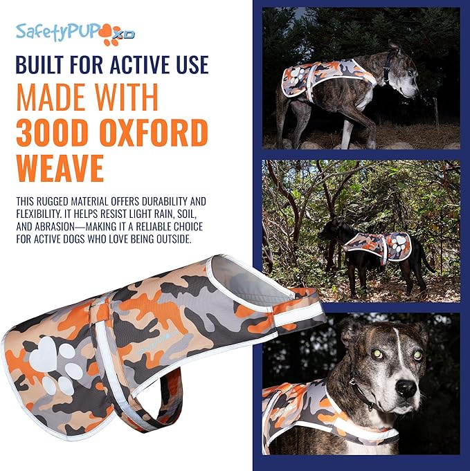 Dog Reflective Vest – Hi-Vis Fluorescent Visibility That Helps to Safeguard Your Pet On/Off Leash in Urban & Rural Areas (Camo, Small)-PurrikoPets