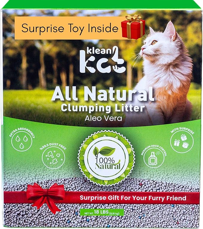All Natural Clumping Cat Litter – Multiple Scents – Low Dust, Odor Control – (Aloe Vera) 18 lb - Surprise Toy Inside-PurrikoPets