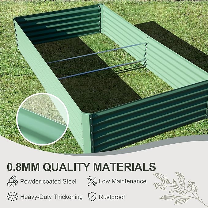 Domi Raised Garden Beds Outdoor, 6x3x1.5Ft Thickening Tall Metal Rectangular Deep Root Box Planter for Vegetables, Flowers, Herbs, and Succulents 1.5" Deep w/ 192 Gallon Capacity - Green-PurrikoPets