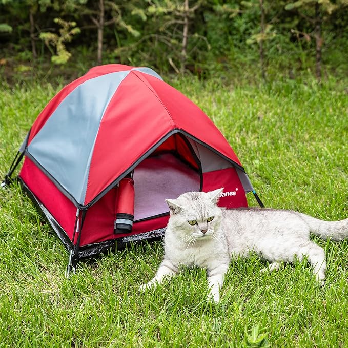 GDanes Cat House Portable Indoor/Outdoor Red Cat Tent for Cats and Small Dogs with Soft Pad-PurrikoPets