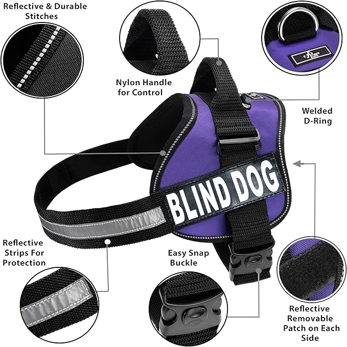 Doggie Stylz Blind Dog Harness No Pull No Escape Dog Vest for Blind Dogs Adjustable Vest with Handle Blind Dog Accessories and Patches for Training and Mobility-PurrikoPets