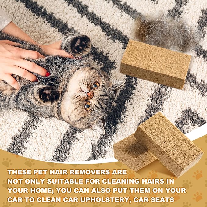 1 Pack Pet Hair Remover Sponge Cat and Dog Hair Sponge Rubber Pet Fur Lifter Removal Tool, Remove from Furniture, Carpet, Bedding, Clothing, 6.26 x 3.28 x 1.89 Inch-PurrikoPets