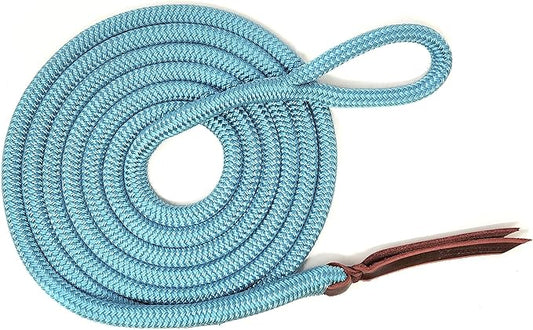 Double Braid Lead Rope with Eye Splice Loop, 12-14FT Lengths (Ice Blue, 12 ft.)-PurrikoPets