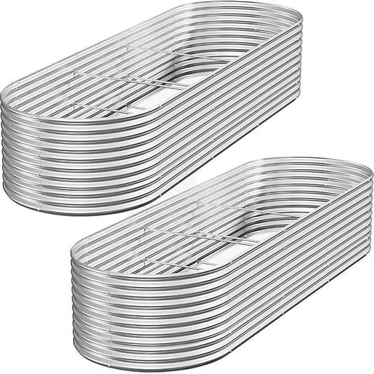 FRIZIONE 2pcs 9 in 1 Tall 8x2ft Galvanized Raised Garden Bed Outdoor,Steel Garden Bed for Vegetables,Above Ground Garden Box for Flower,Metal Raised Beds for Gardening-PurrikoPets