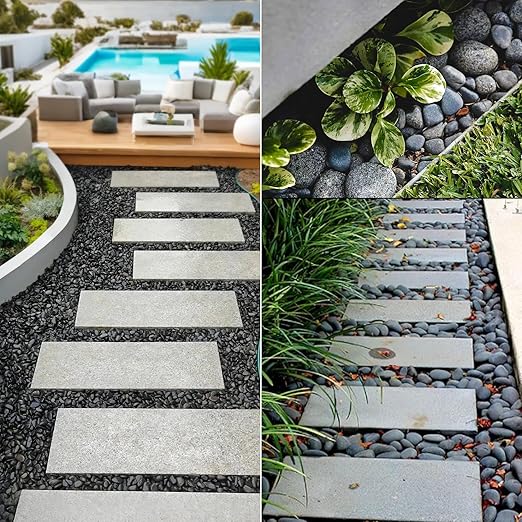 5 lbs Mexican Beach Pebbles, 0.3-0.6 Inch Small Pebbles for Pots Indoor Plants, Succulent, Vase, Fish Tank, Decorative River Rocks for Garden Landscaping, Home Decor, Outdoor Paving, Grey-PurrikoPets