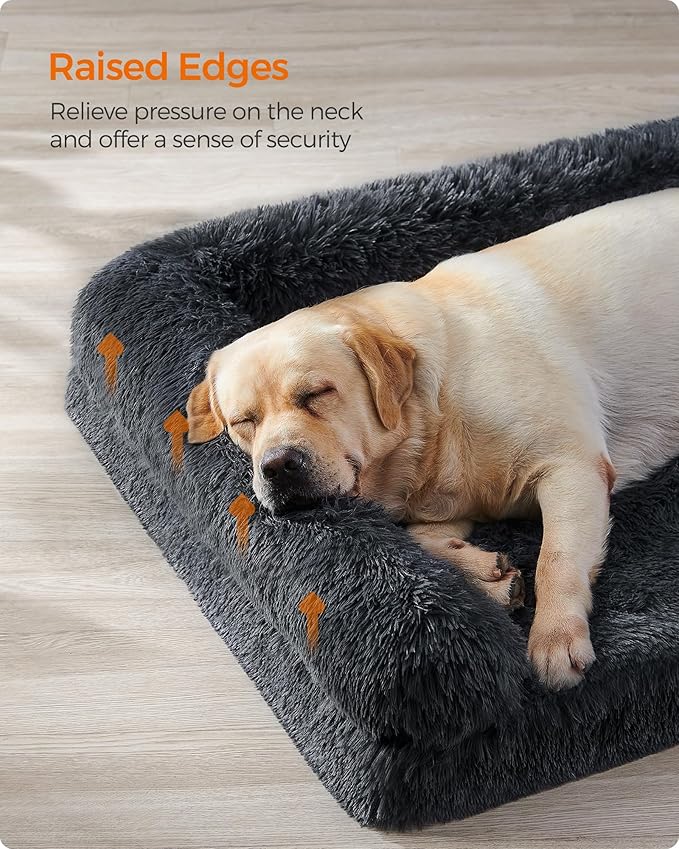 Feandrea Dog Bed, Orthopaedic Dog Sofa Bed for Medium and Large Dogs, Waterproof Ped Bed with Removable Washable Cover, 42 x 31.5 x 9 Inches, Dark Gray UPGW233G02-PurrikoPets