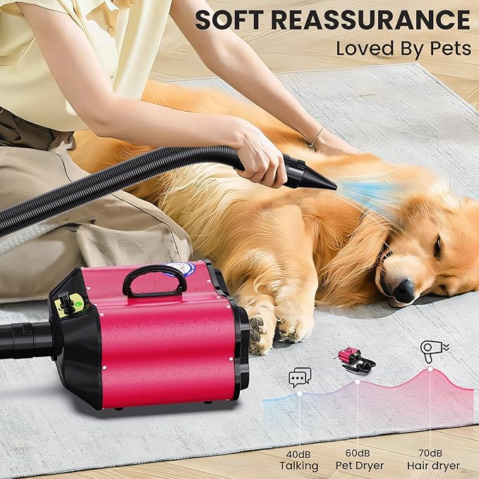 Flying Pig Double Motor High Performance Dog Pet Grooming Dryer -Magenta-PurrikoPets