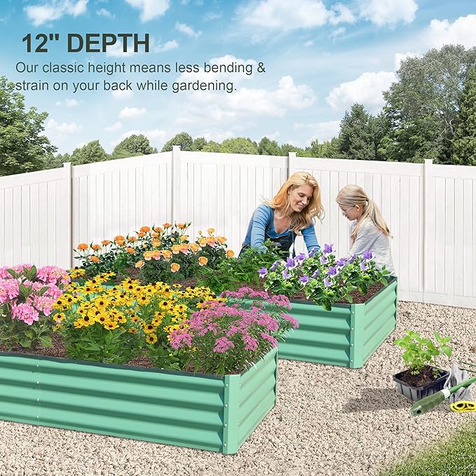 Domi Galvanized Raised Garden Bed, 6x3x1Ft Thickening Metal Planter Box for Vegetables Bottomless for Backyard Outdoor, 1" Deep w/ 128 Gallon Capacity - Green-PurrikoPets