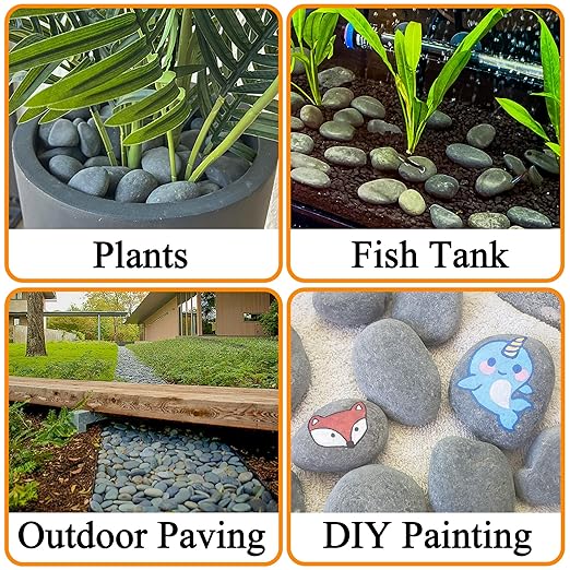 45 LB Mexican Beach Pebbles - 1-2 Inch Decorative River Rocks for Landscaping, Garden Paving, Plant Rocks, Crafting, Walkways, Backyard, Grey Natural Unpolished Bulk Stones-PurrikoPets