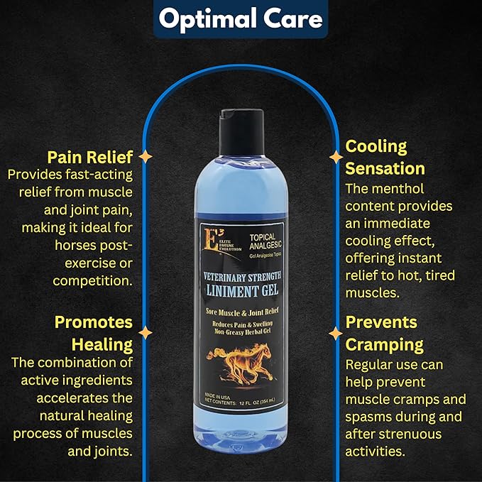 E3 Veterinary Strength Liniment Gel for Sore Muscle & Joint Relief - Reduces Pain & Swelling - Horse Liniment for Humans & Pets - Arthritis Aid - Non-Greasy Herbal Formula- Topical Analgesic-PurrikoPets