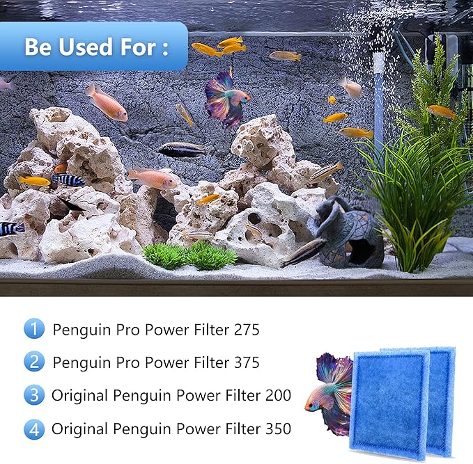 72 Pack Aquarium Rite-Size C Filter Cartridges Compatible with PRO Power Filters 275/375,Power Filters 200/350-PurrikoPets