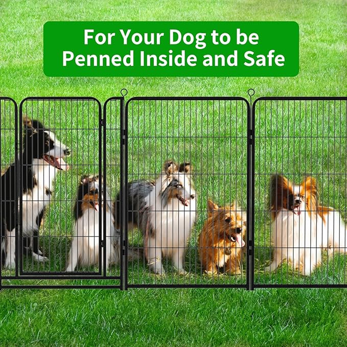 Dog Playpen Outdoor Extra Wide 24 Panels Heavy Duty Dog Fence 47" Height Anti-Rust with Doors Portable for RV Camping Yard, Total 63FT, 316 Sq.ft, Snowy Black-PurrikoPets