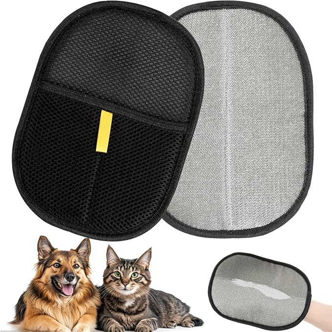 2Pcs Pet Hair Removal Gloves, Reusable Pet Cat Dog Hair Removal Grooming Gloves, Electrostatic Cat Grooming Glovee for Hairs Removals, for Couch, Furniture, Carpet, Car Seat-PurrikoPets