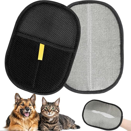 2Pcs Pet Hair Removal Gloves, Reusable Pet Cat Dog Hair Removal Grooming Gloves, Electrostatic Cat Grooming Glovee for Hairs Removals, for Couch, Furniture, Carpet, Car Seat-PurrikoPets
