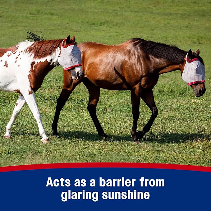 Farnam SuperMask II horse fly mask without ears, extended coverage, protects eyes from insects and debris, adjustable throat latch, Average Horse Size-PurrikoPets