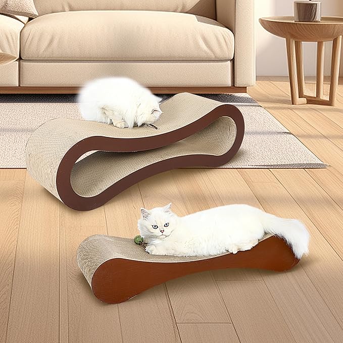2 in 1 Cat Scratcher Cardboard, Cat Scratching Board Furniture Protector, Cat Scratching Post, Cat Beds for Indoor Cats, Infinity Shape, X-Large-PurrikoPets