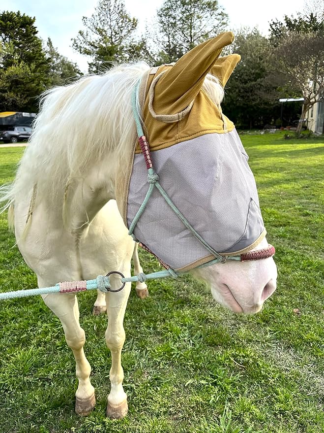 Fly Masks for Horses, 70% Uv-Block, Breathable Fly Mask for Equines, Durable, Comfortable Fit for All-Day Protection, Horse Size (Horse Fly Mask, with Ears)-PurrikoPets