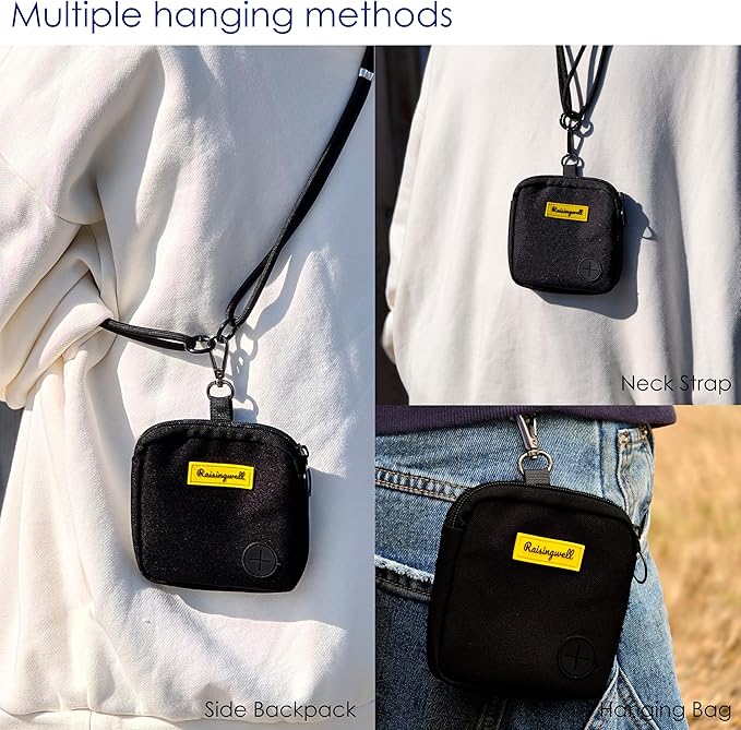 Dog Treat Pouch for Pet Walking and Training with Clicker Poop Bags Small Fanny Zipper Pack Holder for Puppy Snack Dispenser Kit for Leash and Outdoor Use (Black)-PurrikoPets