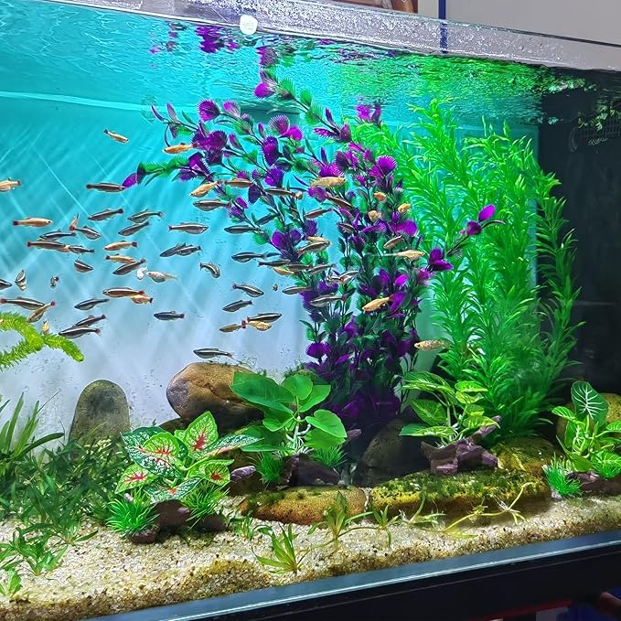 20.47 Inch Tall Aquarium Plants – Large Lifelike Artificial Fish Tank Decorations, 2 Pcs Fish Tank Plants Plastic，Durable & Safe for Freshwater/Saltwater Aquariums (Green (Style D))-PurrikoPets