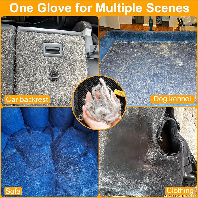 AIERSA Pet Hair Removal Tool, Electrostatic Pet Hair Remover,Static Removal Gloves for Pet Hair, Dog and Cat Hair Remover Electrostatic Gloves Set for Couch, Clothes, Car, Carpet, Bed, Furniture-PurrikoPets