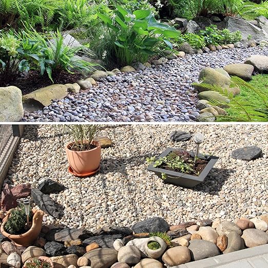 40lbs Large River Rocks for Landscaping, 2-3 Inch Big Black Pebbles, Hand-Picked Premium Stones for Garden Design, Fish Tank, Flower Pots, Pathways and Backyard-PurrikoPets